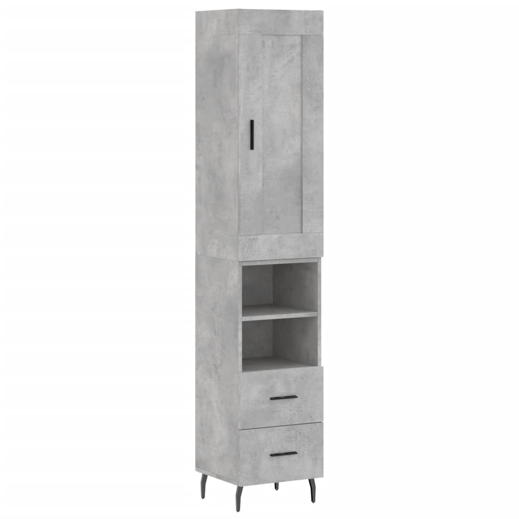 Highboard Concrete Grey 34.5x34x180 cm Engineered Wood
