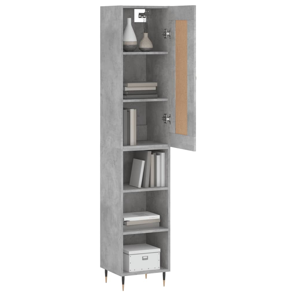 Highboard Concrete Grey 34.5x34x180 cm Engineered Wood