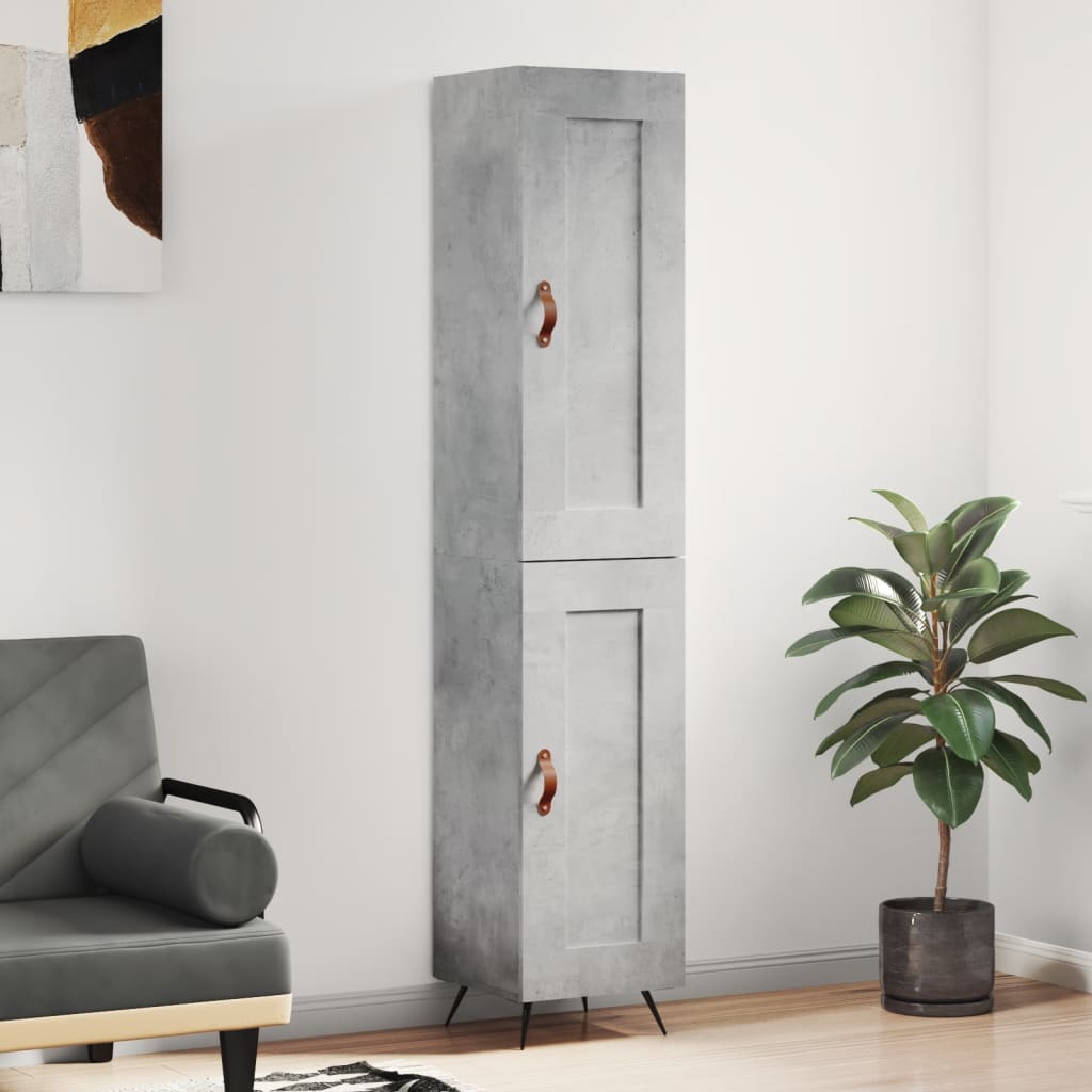 Highboard Concrete Grey 34.5x34x180 cm Engineered Wood
