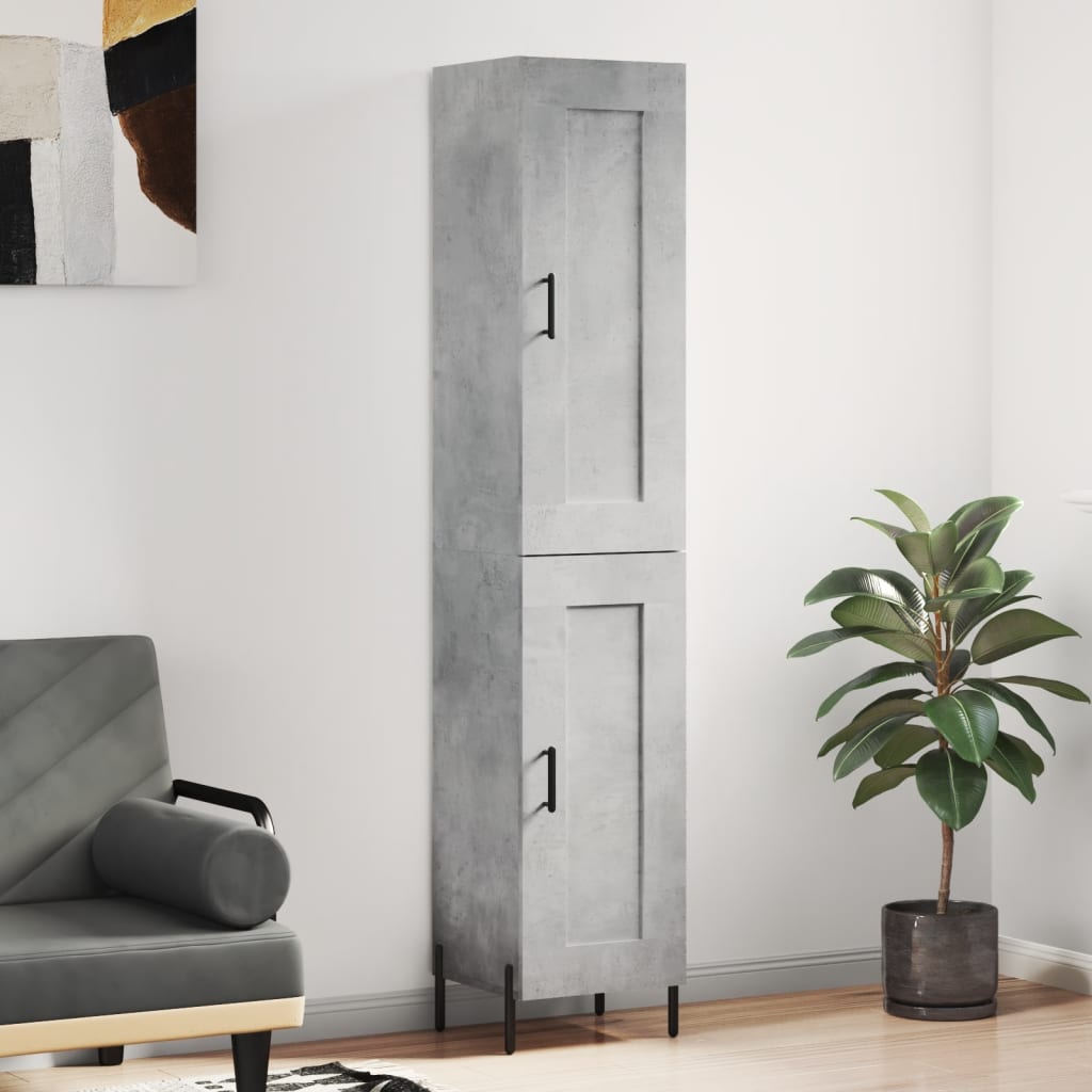 Highboard Concrete Grey 34.5x34x180 cm Engineered Wood