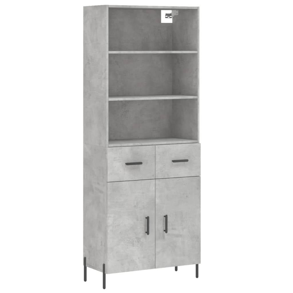 Highboard Concrete Grey 69.5x34x180 cm Engineered Wood