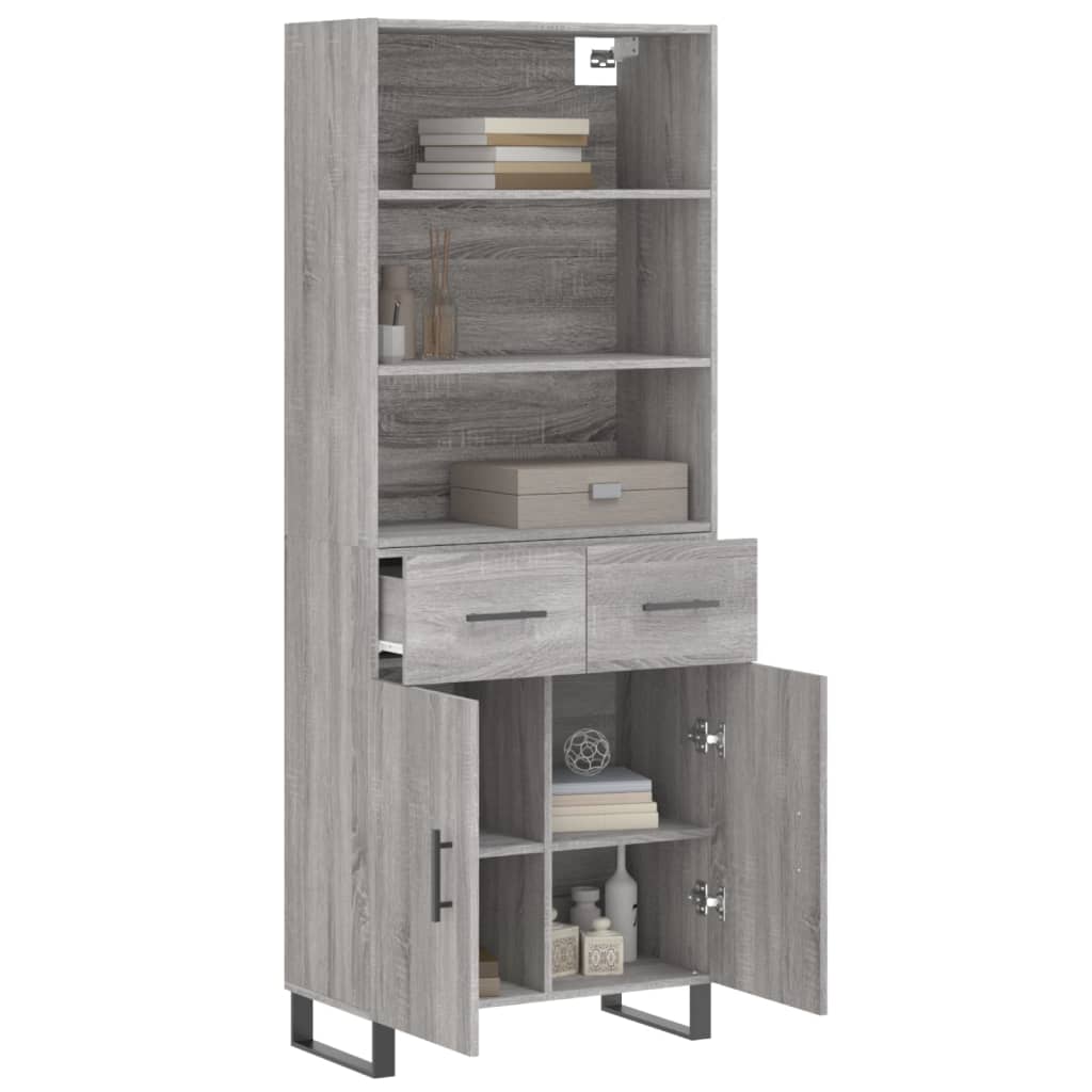 Highboard Grey Sonoma 69.5x34x180 cm Engineered Wood