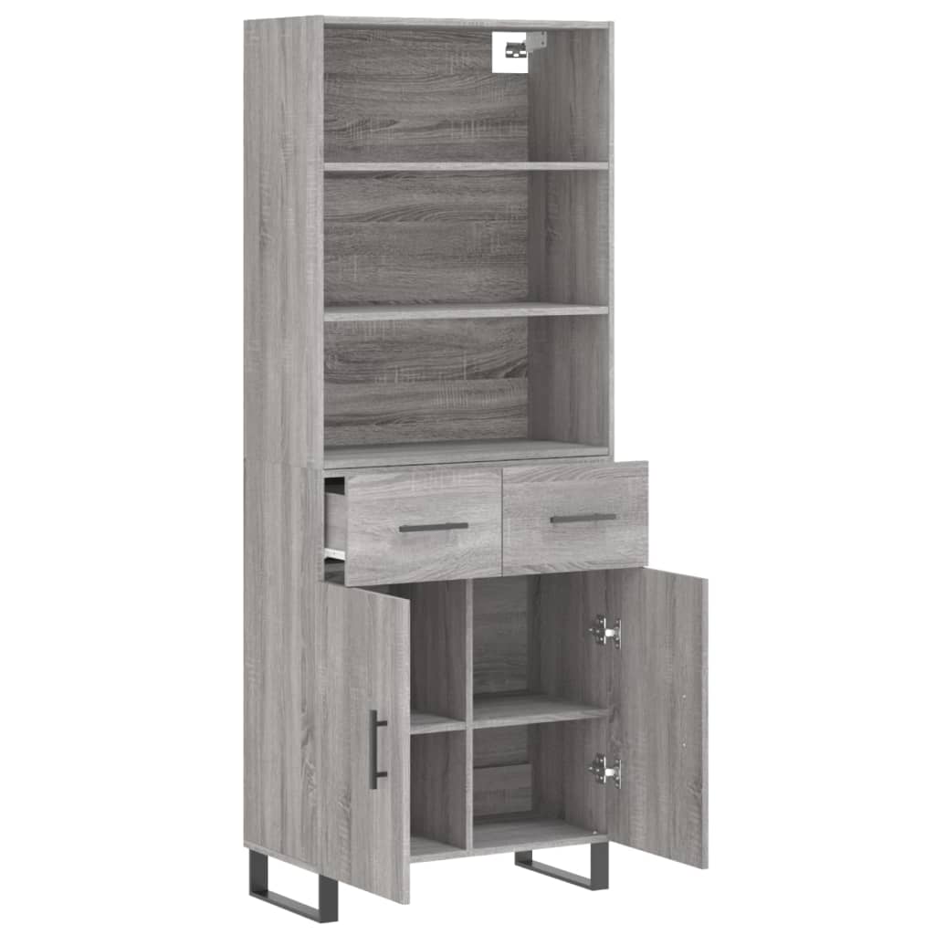 Highboard Grey Sonoma 69.5x34x180 cm Engineered Wood