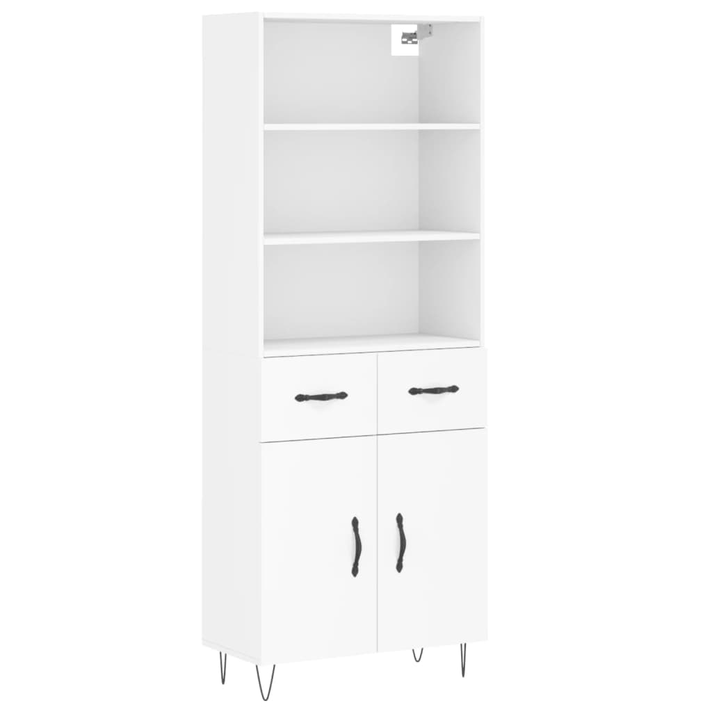 Highboard White 69.5x34x180 cm Engineered Wood