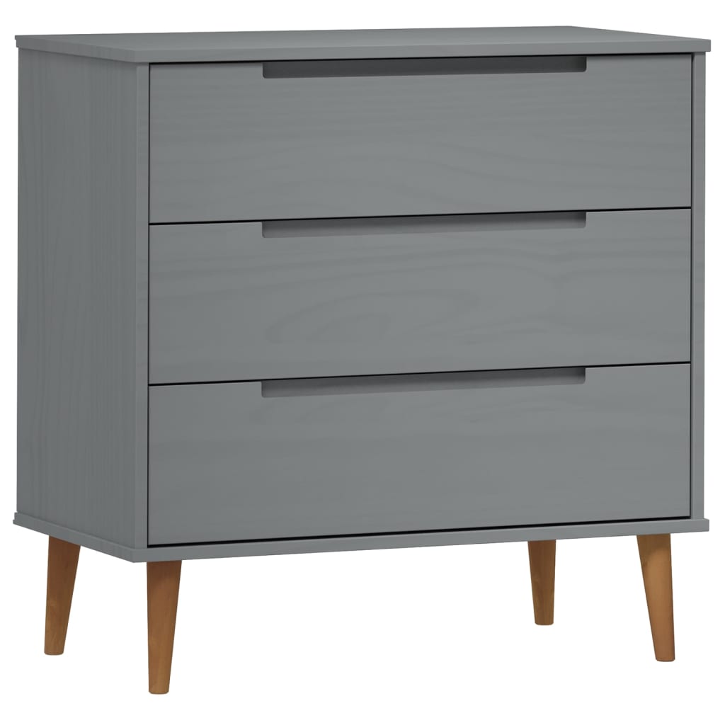 Drawer Cabinet MOLDE Grey 80x40x80 cm Solid Wood Pine