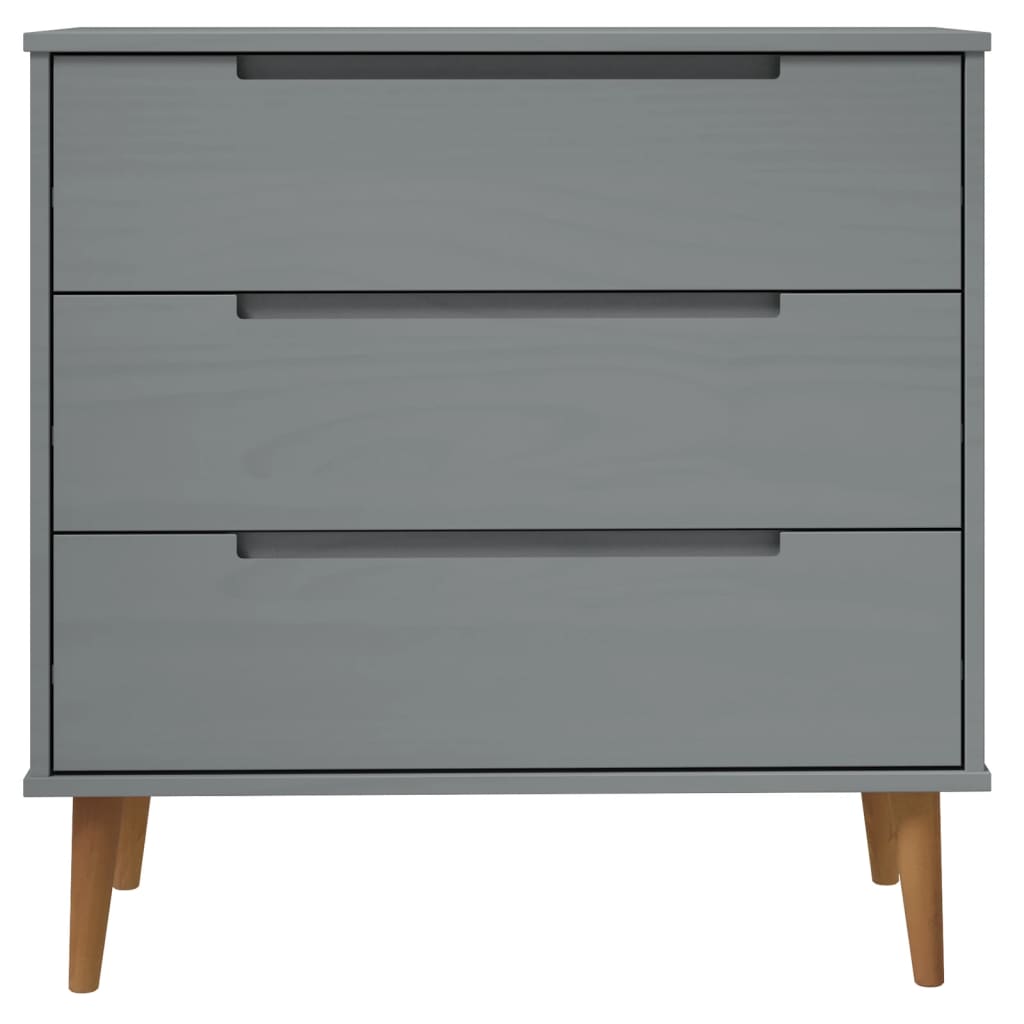 Drawer Cabinet MOLDE Grey 80x40x80 cm Solid Wood Pine