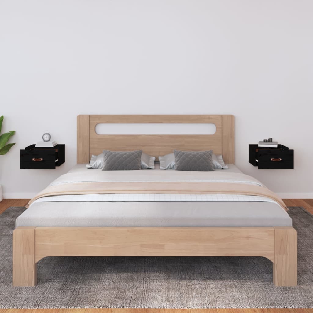 Wall-mounted Bedside Cabinets 2 pcs Black 40x29.5x22 cm
