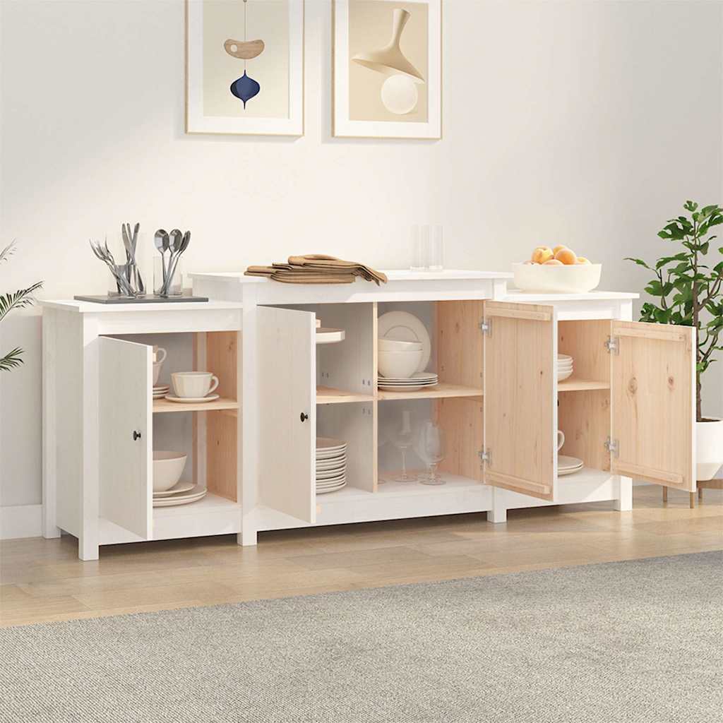 Sideboard White 164x37x68 cm Solid Wood Pine