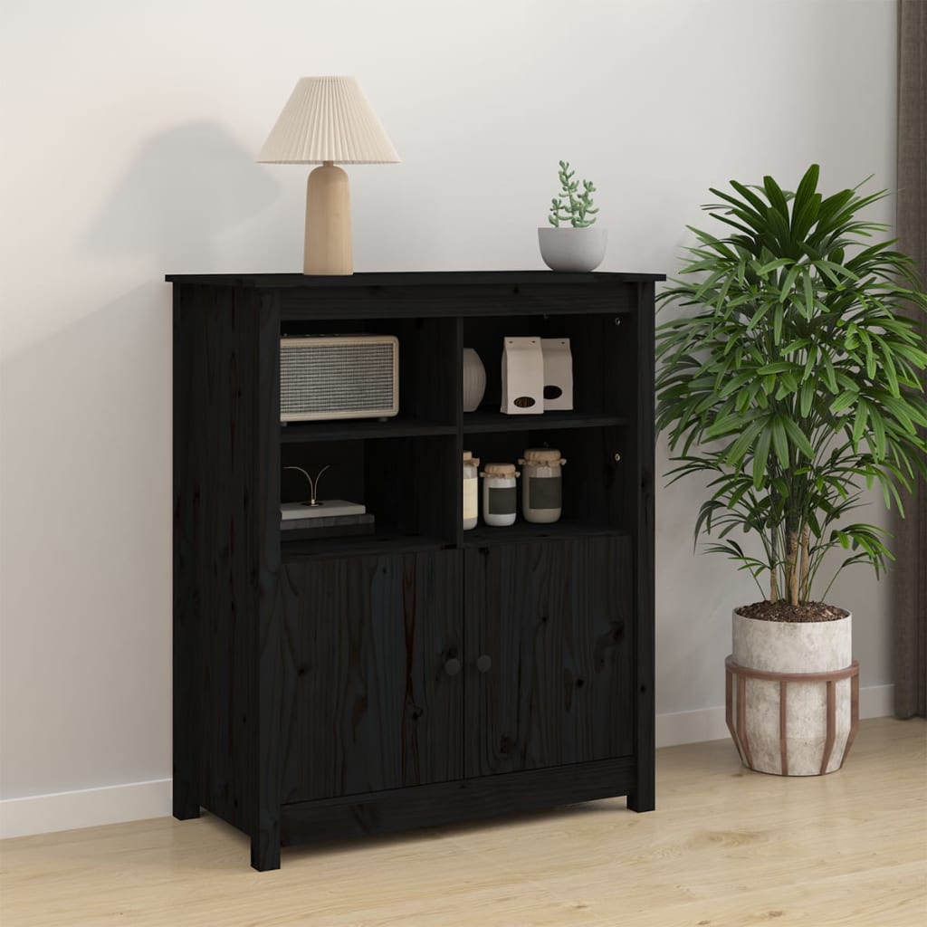Sideboard Black 83x41.5x100 cm Solid Wood Pine