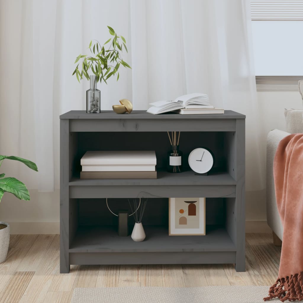 Book Cabinet Grey 80x35x68 cm Solid Wood Pine