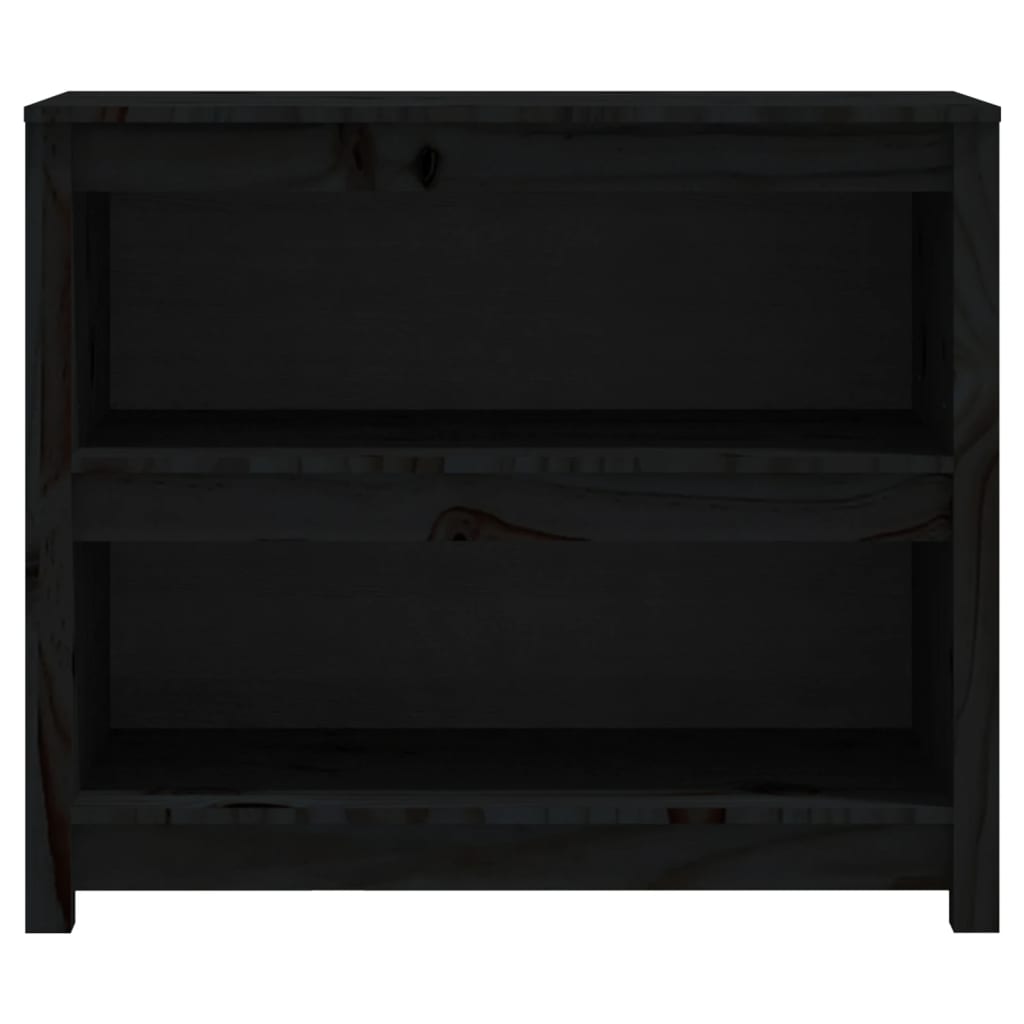Book Cabinet Black 80x35x68 cm Solid Wood Pine