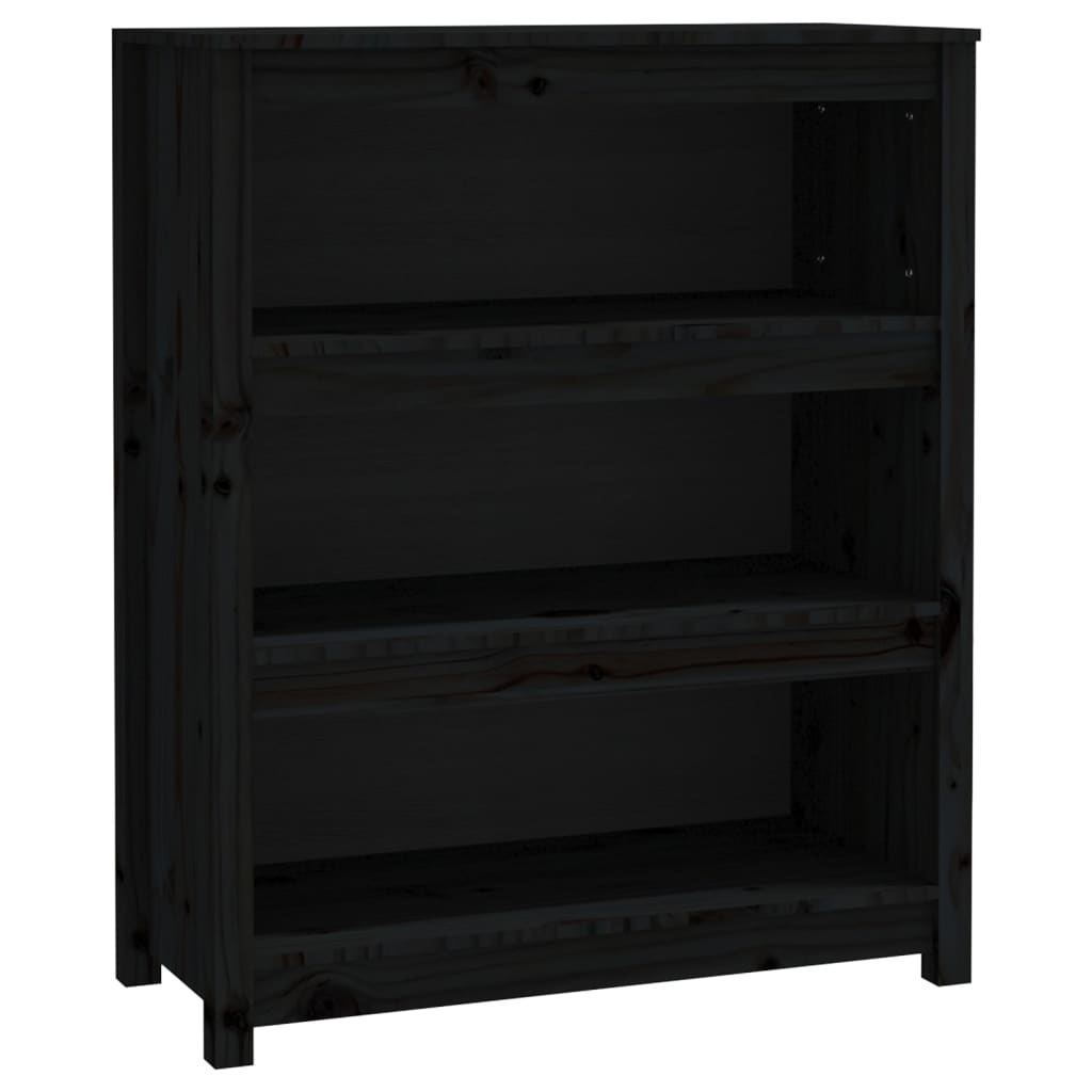 Book Cabinet Black 80x35x97 cm Solid Wood Pine