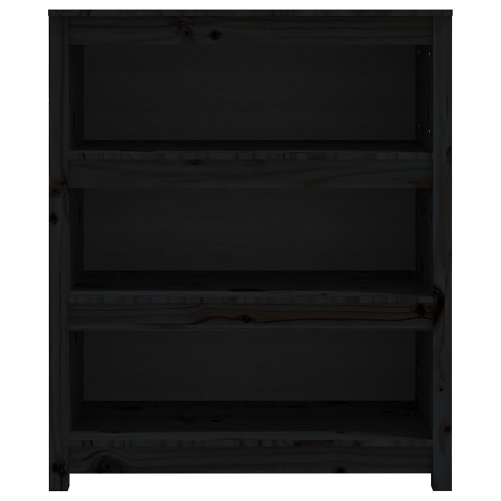 Book Cabinet Black 80x35x97 cm Solid Wood Pine