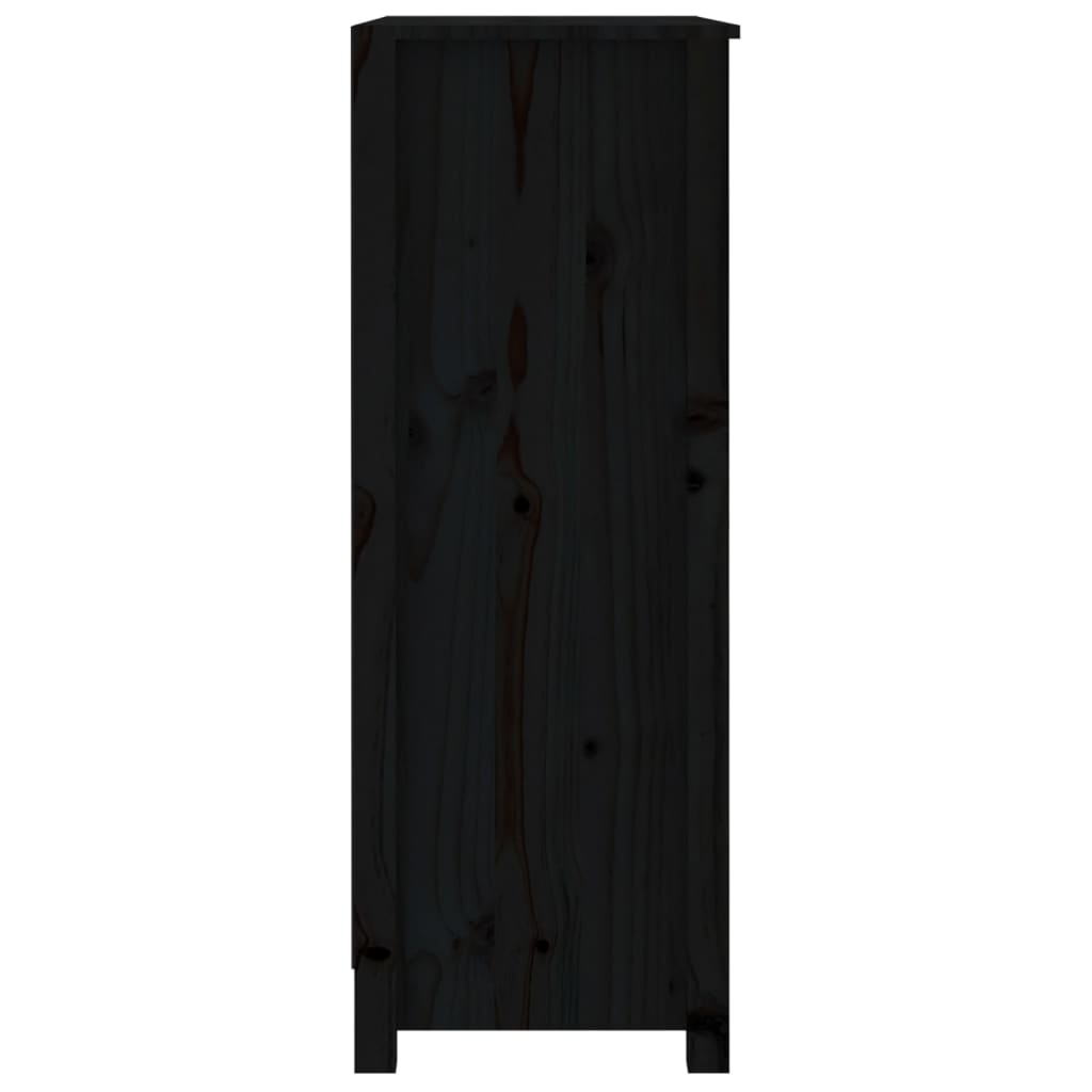 Book Cabinet Black 80x35x97 cm Solid Wood Pine