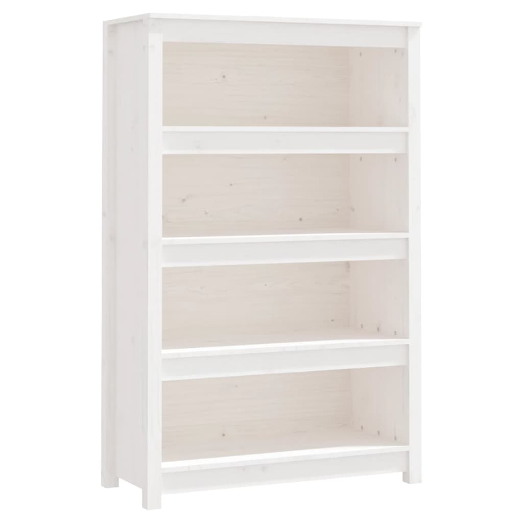 Book Cabinet White 80x35x126 cm Solid Wood Pine