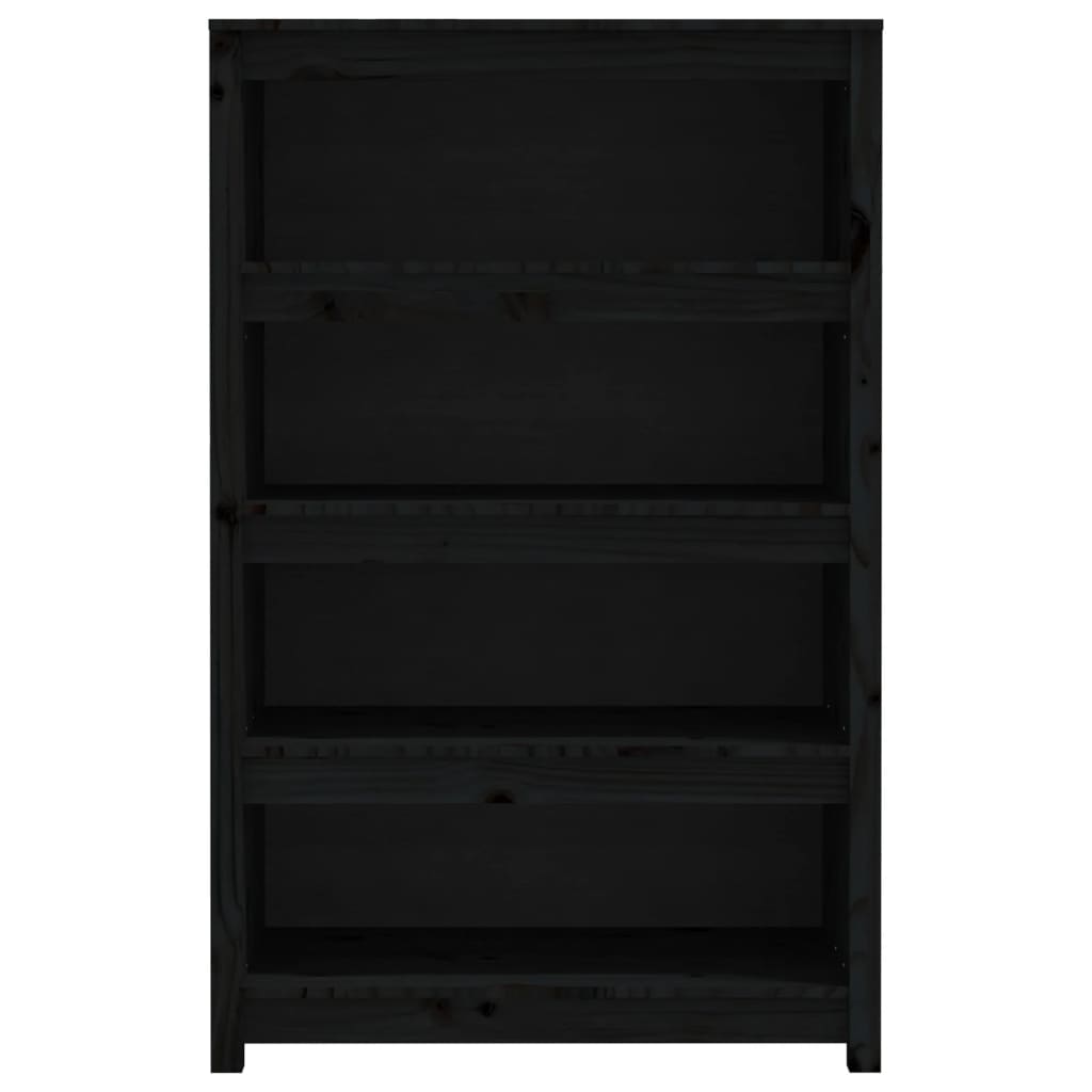 Book Cabinet Black 80x35x126 cm Solid Wood Pine