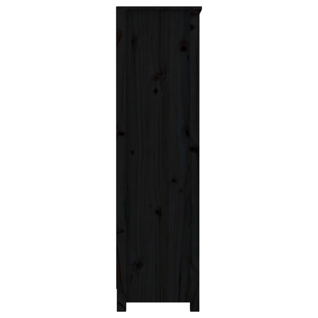 Book Cabinet Black 80x35x126 cm Solid Wood Pine