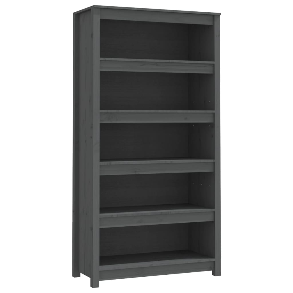 Book Cabinet Grey 80x35x154 cm Solid Wood Pine