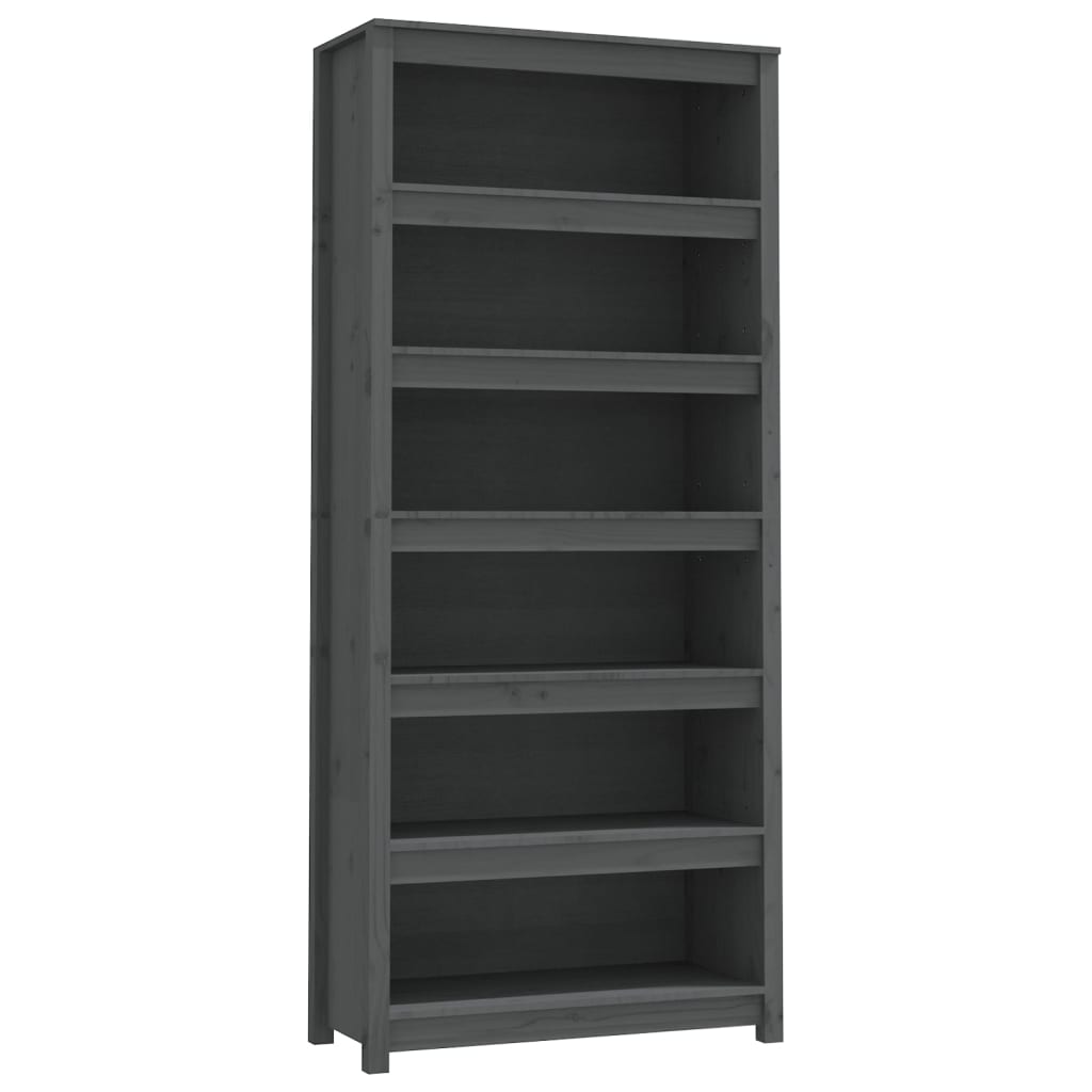 Book Cabinet Grey 80x35x183 cm Solid Wood Pine