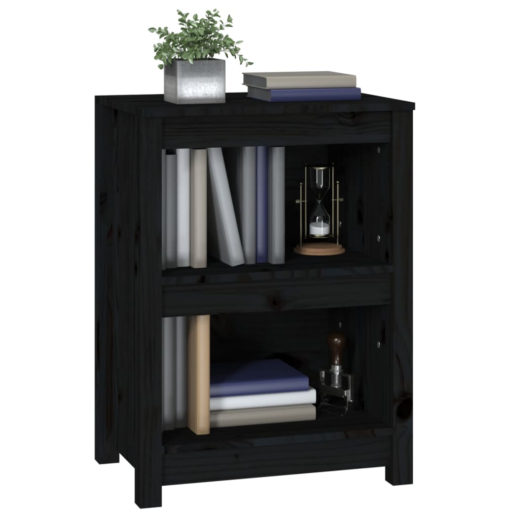 Book Cabinet Black 50x35x68 cm Solid Wood Pine