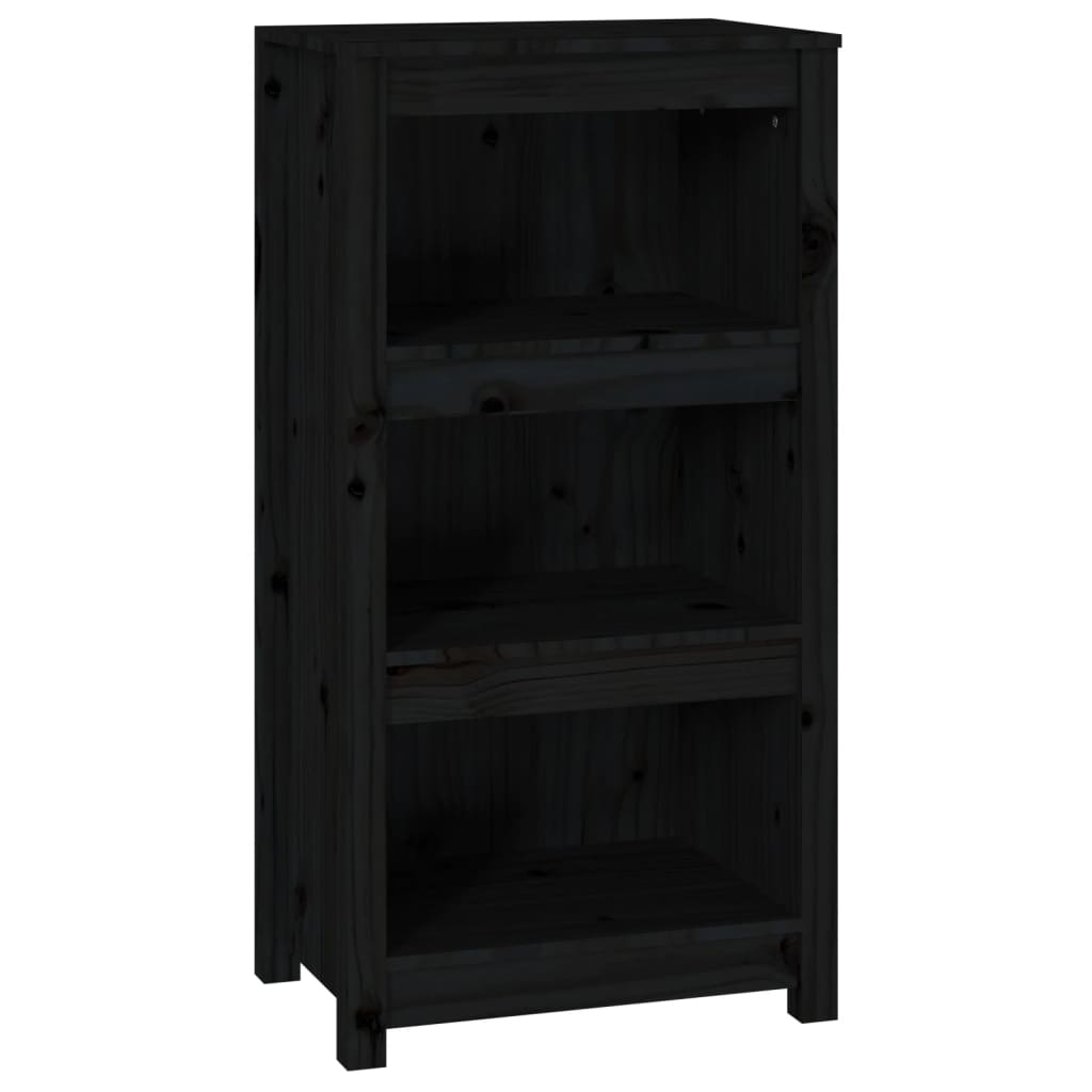 Book Cabinet Black 50x35x97 cm Solid Wood Pine
