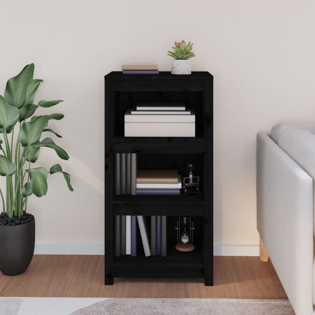 Book Cabinet Black 50x35x97 cm Solid Wood Pine