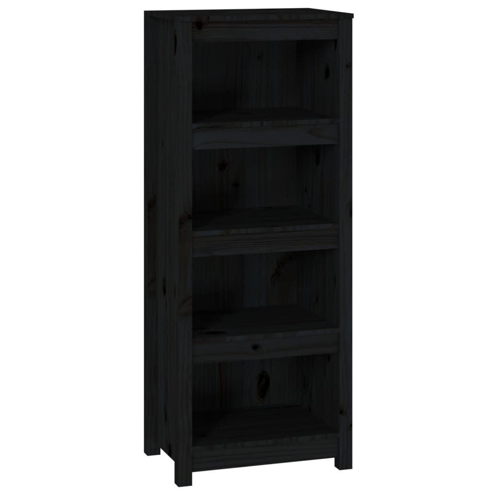 Book Cabinet Black 50x35x125.5 cm Solid Wood Pine
