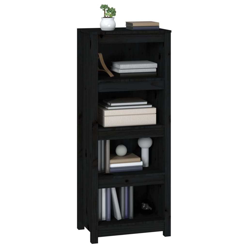 Book Cabinet Black 50x35x125.5 cm Solid Wood Pine