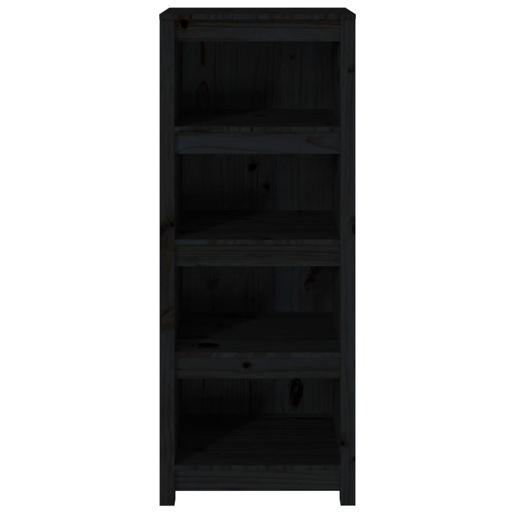 Book Cabinet Black 50x35x125.5 cm Solid Wood Pine