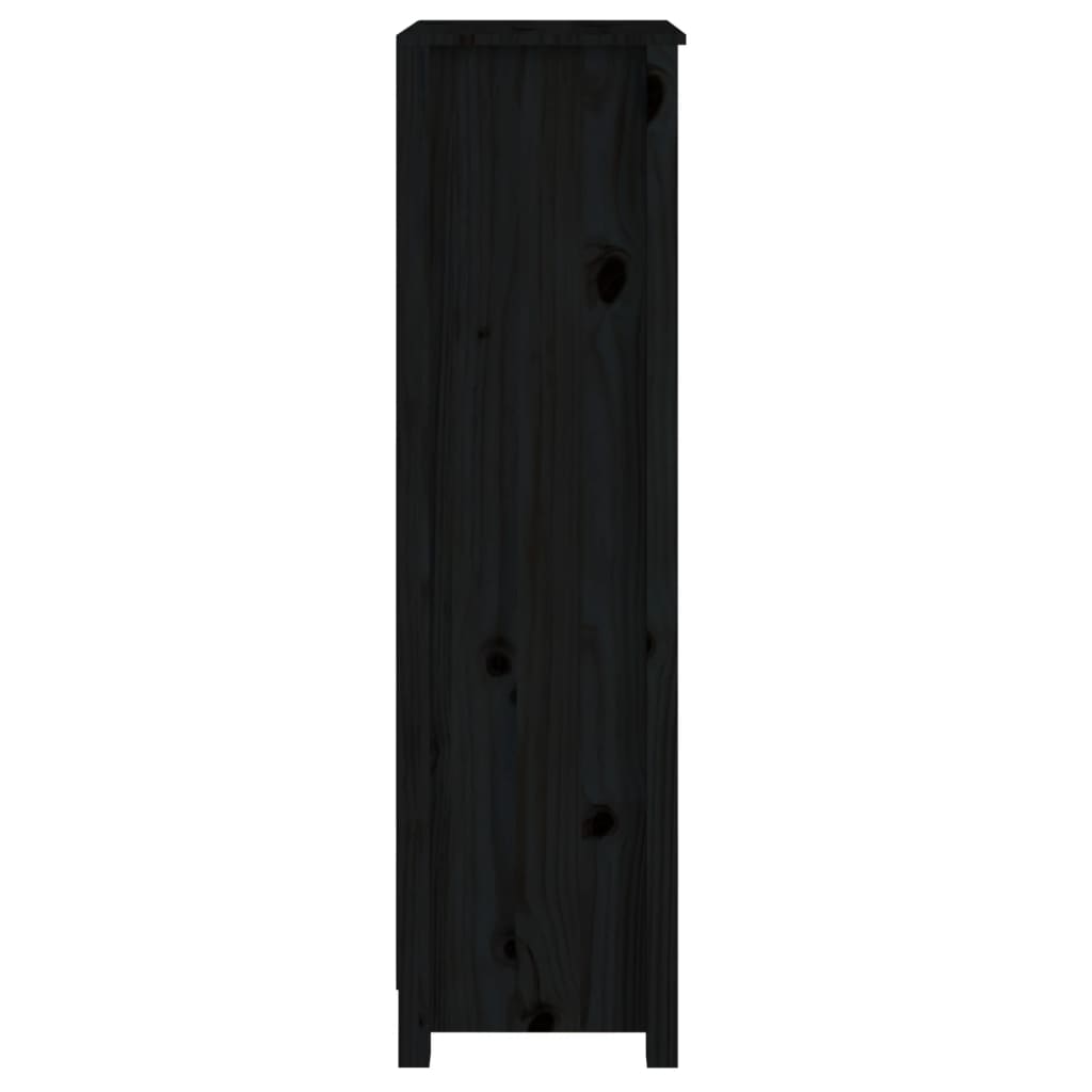 Book Cabinet Black 50x35x125.5 cm Solid Wood Pine