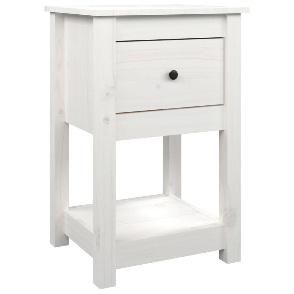 Bedside Cabinet White 40x35x61.5 cm Solid Wood Pine