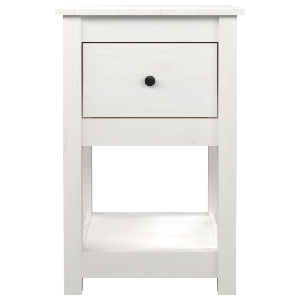 Bedside Cabinet White 40x35x61.5 cm Solid Wood Pine