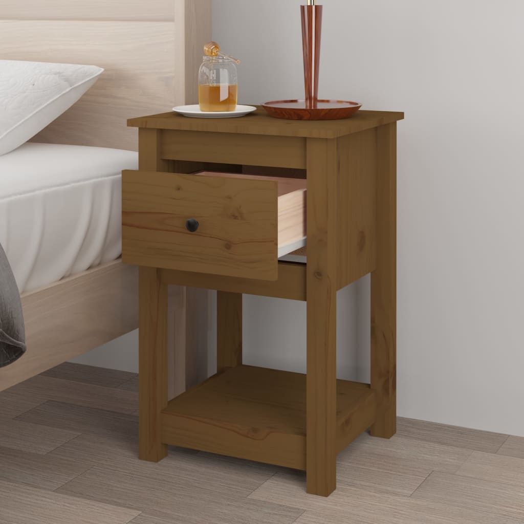 Bedside Cabinet Honey Brown 40x35x61.5 cm Solid Wood Pine