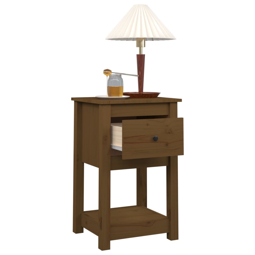 Bedside Cabinet Honey Brown 40x35x61.5 cm Solid Wood Pine