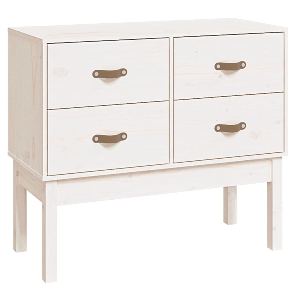 Console Cabinet White 90x40x78 cm Solid Wood Pine