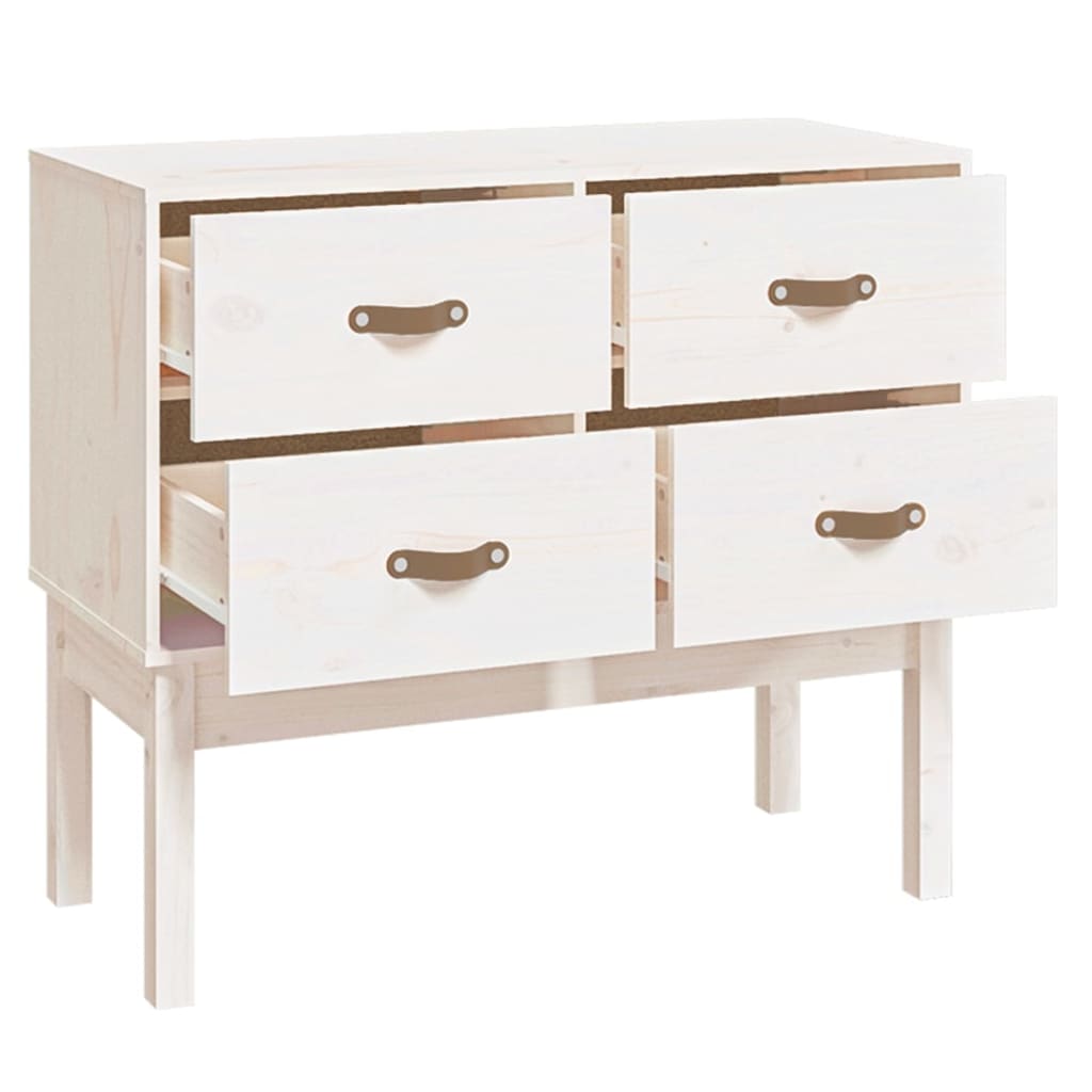 Console Cabinet White 90x40x78 cm Solid Wood Pine