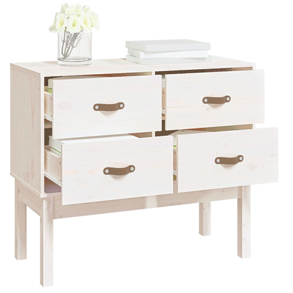 Console Cabinet White 90x40x78 cm Solid Wood Pine