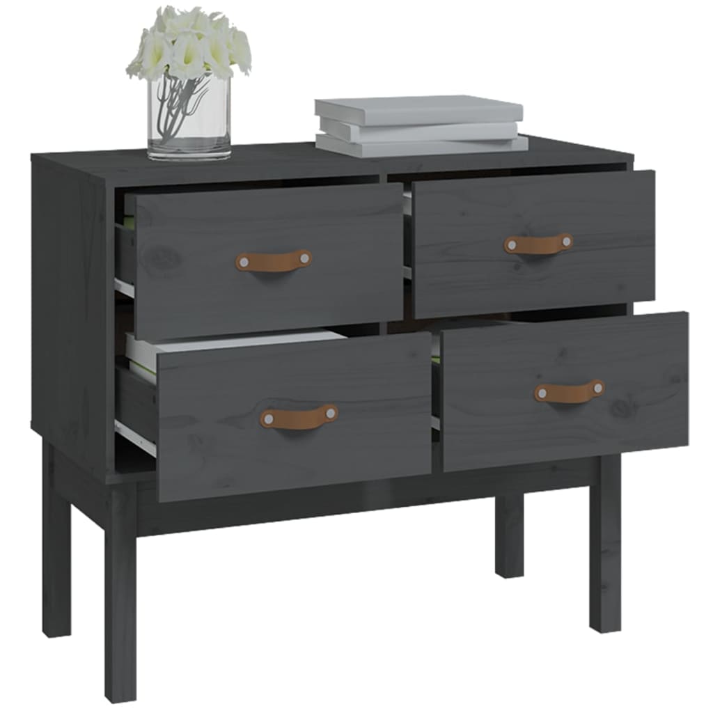 Console Cabinet Grey 90x40x78 cm Solid Wood Pine