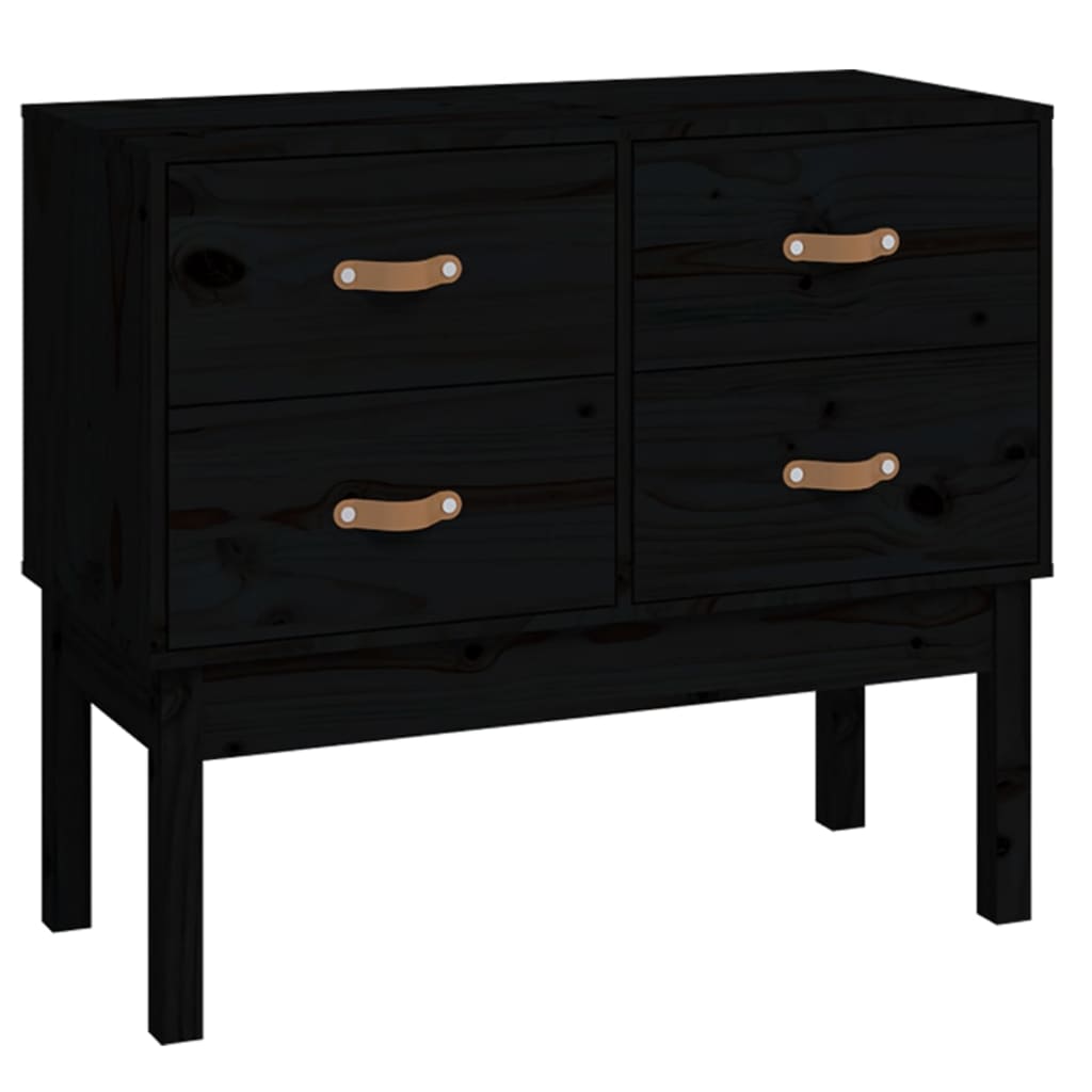 Console Cabinet Black 90x40x78 cm Solid Wood Pine