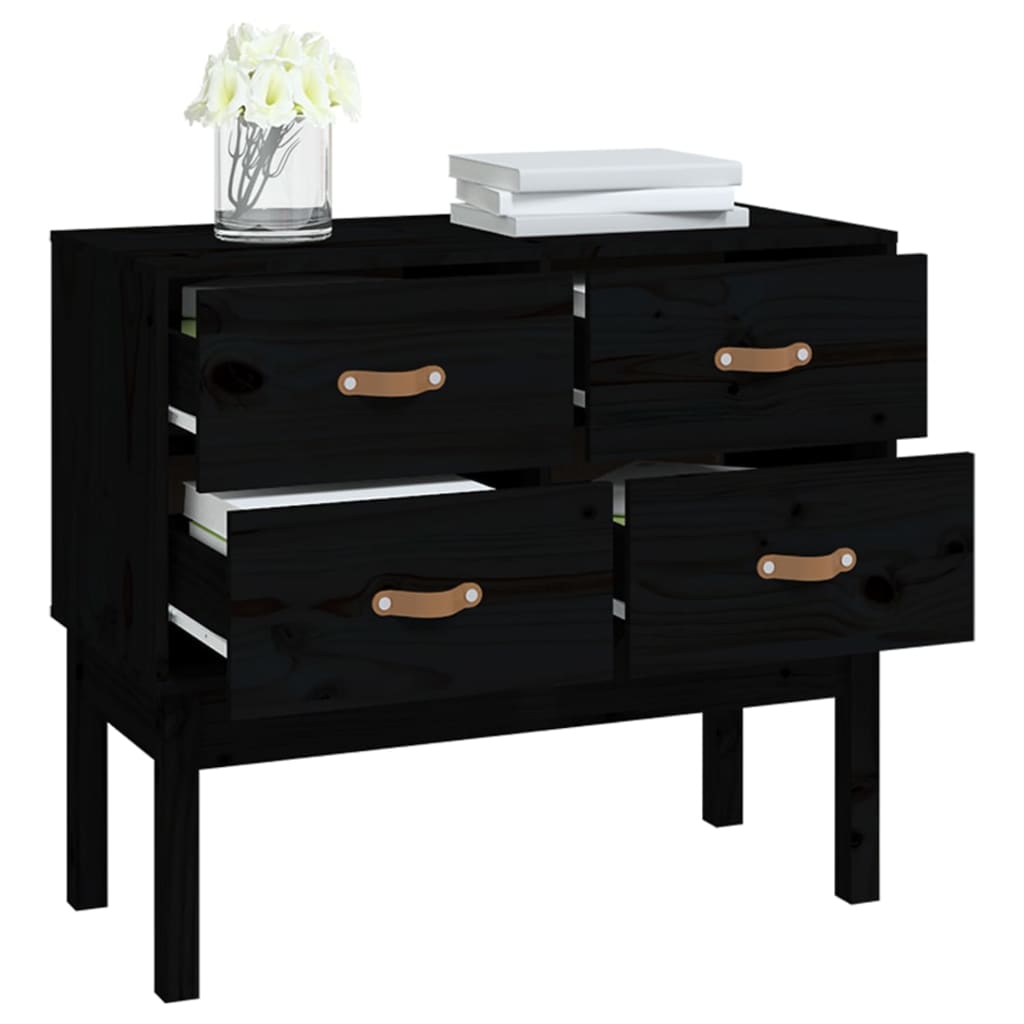 Console Cabinet Black 90x40x78 cm Solid Wood Pine