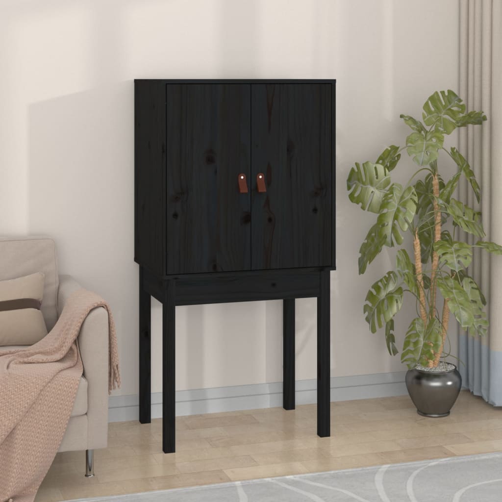 Highboard Black 60x40x120 cm Solid Wood Pine