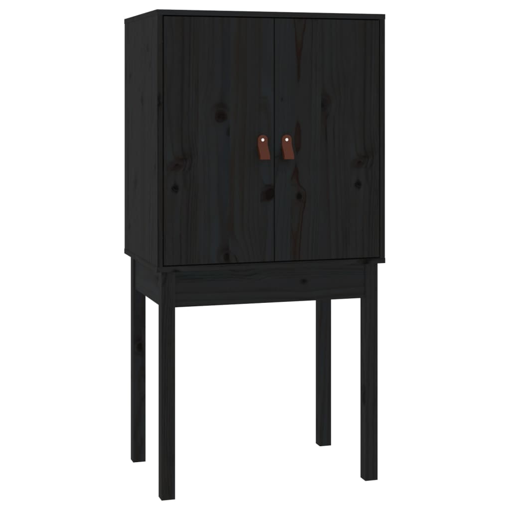 Highboard Black 60x40x120 cm Solid Wood Pine