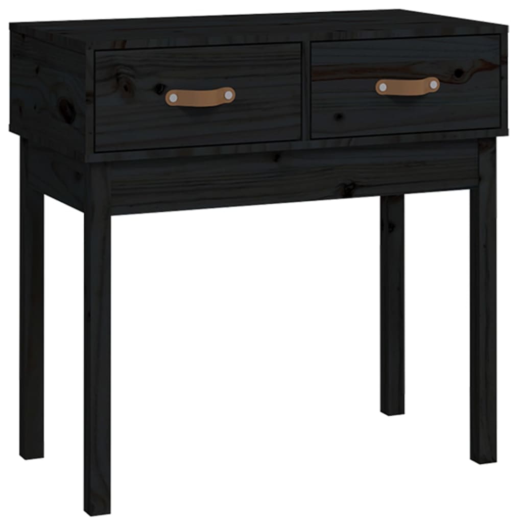 Console Table Black 76.5x40x75 cm Solid Wood Pine