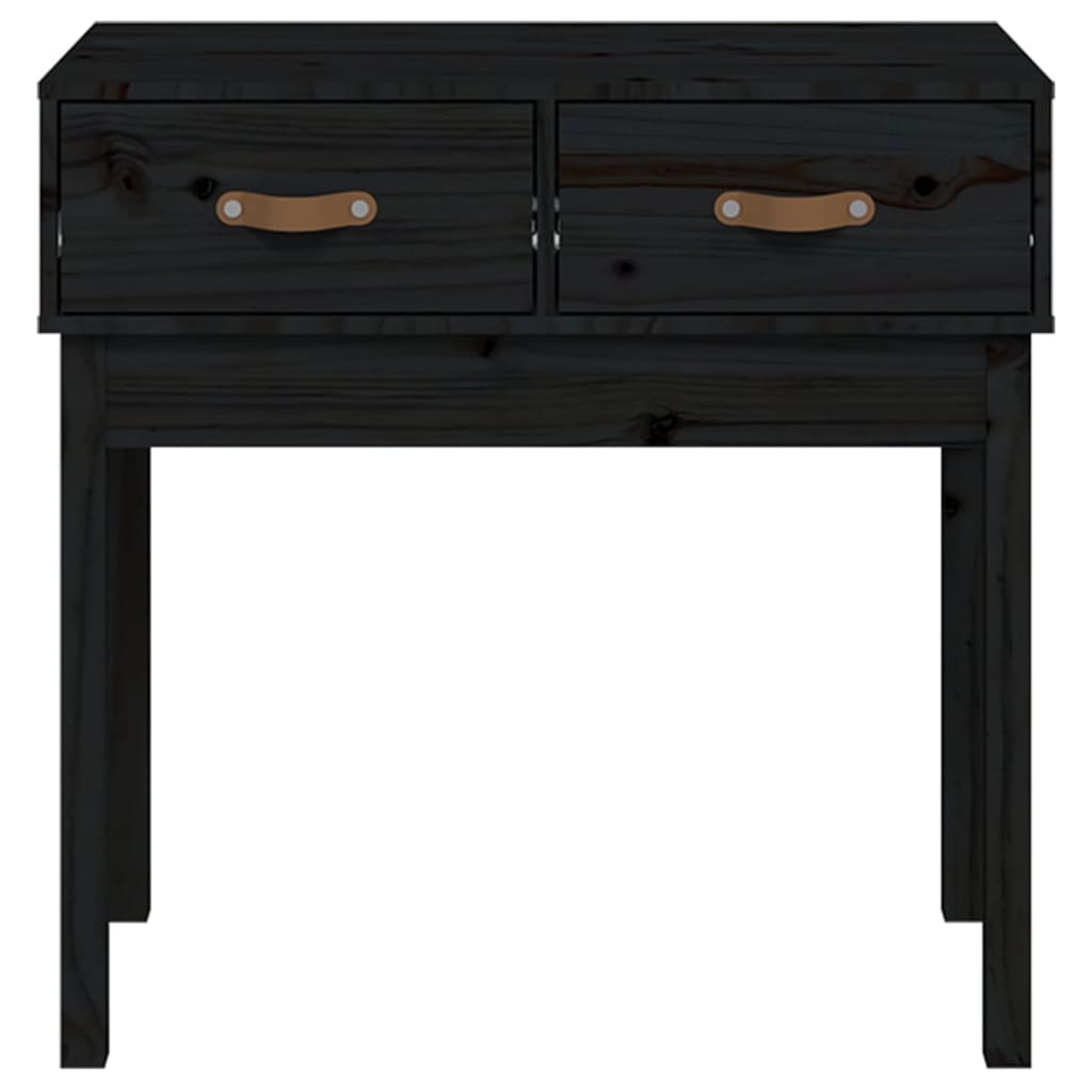 Console Table Black 76.5x40x75 cm Solid Wood Pine