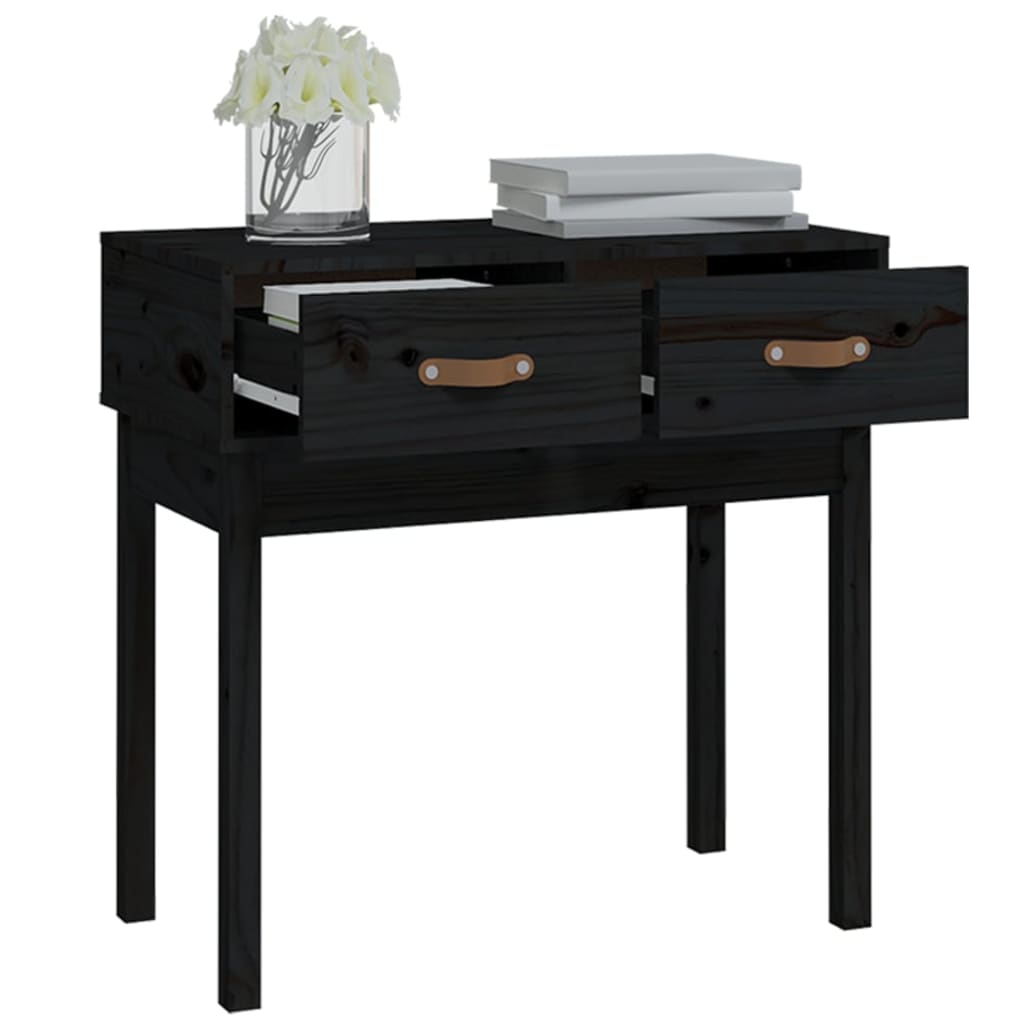 Console Table Black 76.5x40x75 cm Solid Wood Pine