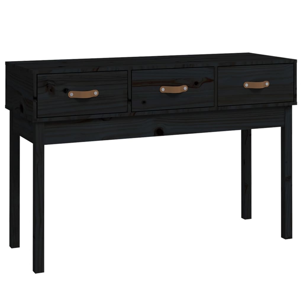Console Table Black 114x40x75 cm Solid Wood Pine