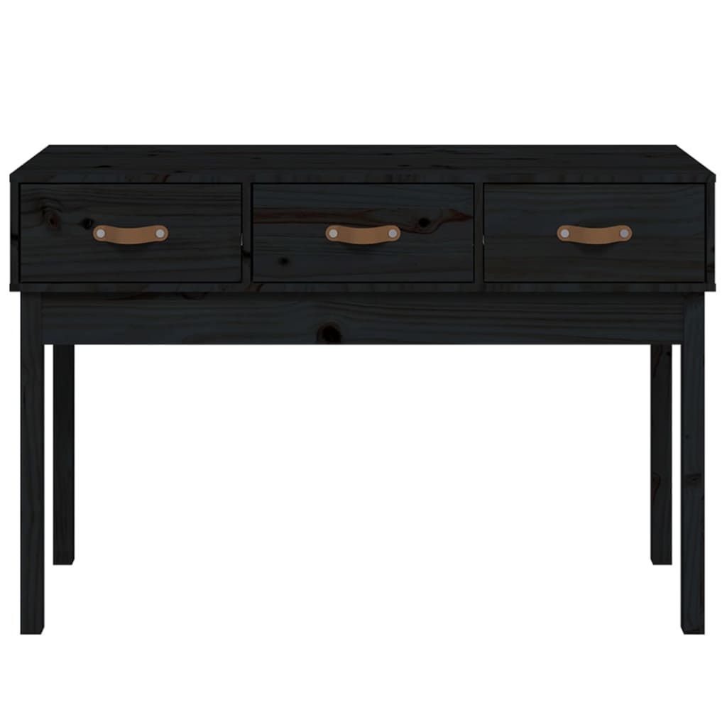Console Table Black 114x40x75 cm Solid Wood Pine