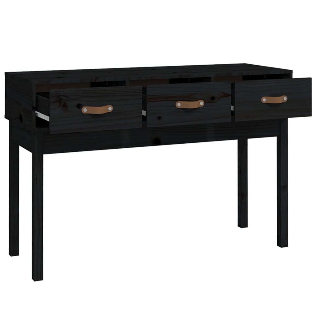 Console Table Black 114x40x75 cm Solid Wood Pine