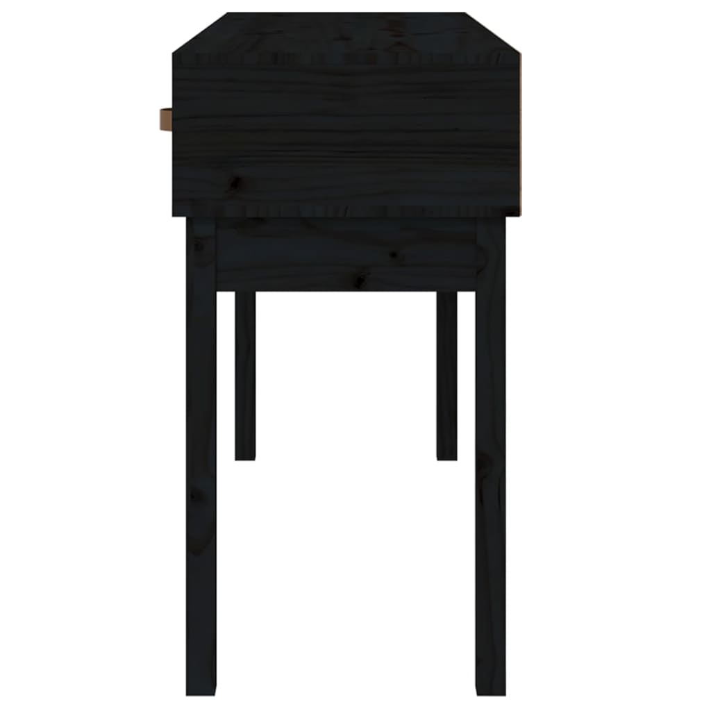 Console Table Black 114x40x75 cm Solid Wood Pine