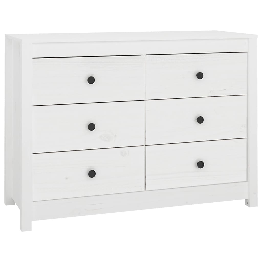 Side Cabinet White 100x40x72 cm Solid Wood Pine